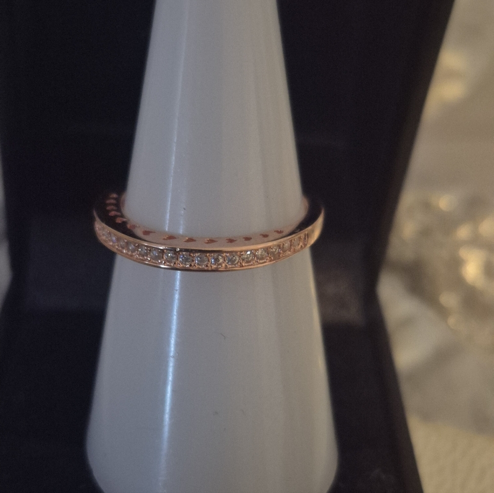 100% Silver Elegant Rose Gold Women's Ring 7